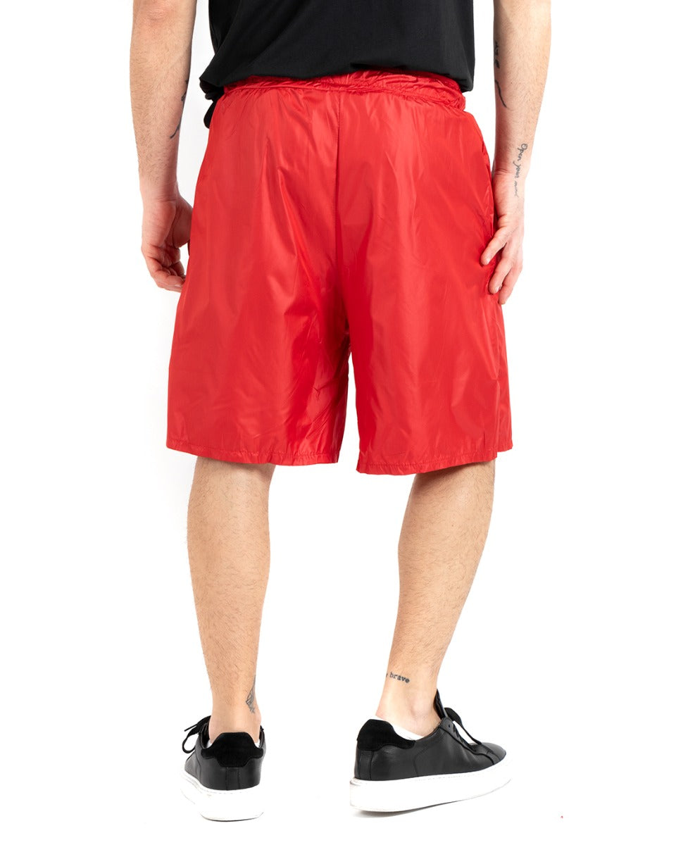 Men's Bermuda Shorts Shiny Red Elastic Casual GIOSAL-PC1914A