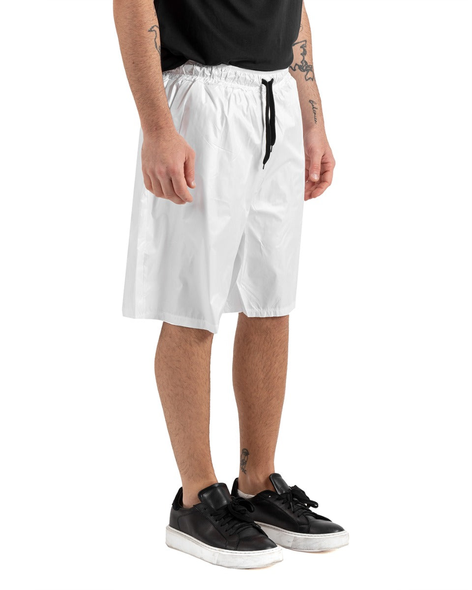 Bermuda Pantaloncino Uomo Corto Lucido Bianco Elastico Casual GIOSAL-PC1915A