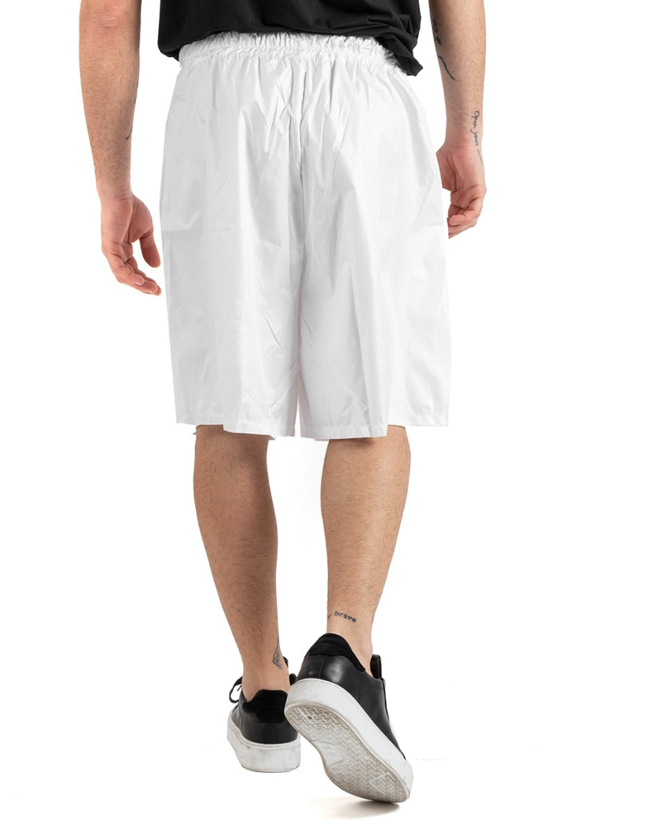 Bermuda Pantaloncino Uomo Corto Lucido Bianco Elastico Casual GIOSAL-PC1915A