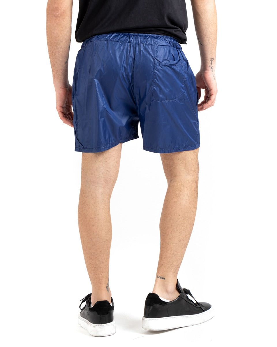 Men's Short Bermuda Shorts Shiny Blue Elastic Casual GIOSAL-PC1916A