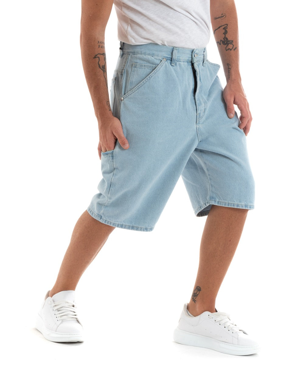 Bermuda Shorts Men's Short Jeans Oversize Light Denim Smart Pocket GIOSAL-PC1917A