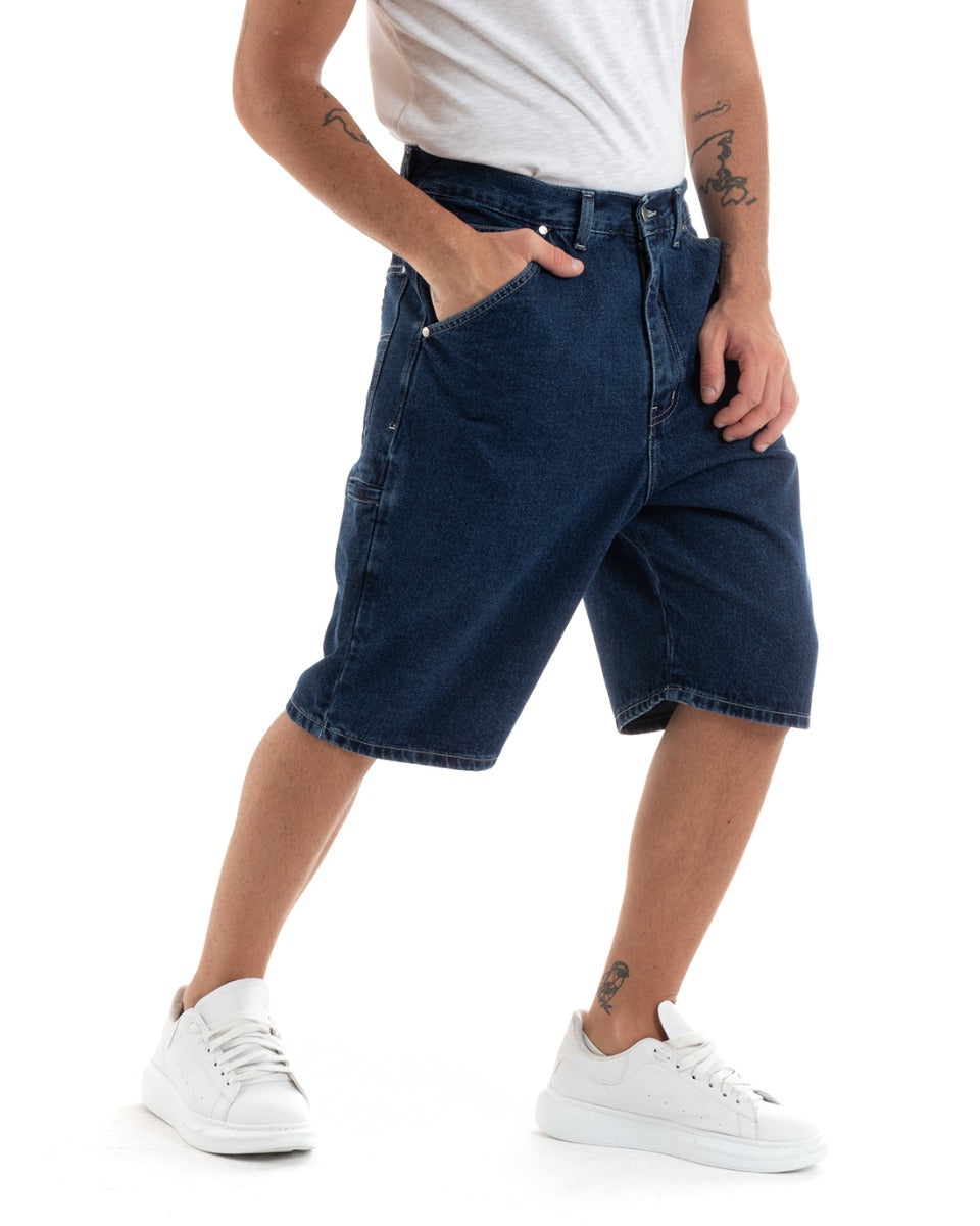 Bermuda Pantaloncino Uomo Corto Jeans Oversize Denim Tasca Smart GIOSAL-PC1918A
