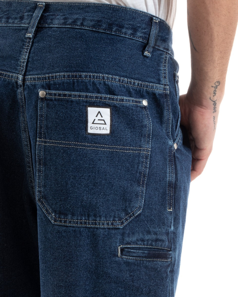 Bermuda Pantaloncino Uomo Corto Jeans Oversize Denim Tasca Smart GIOSAL-PC1918A