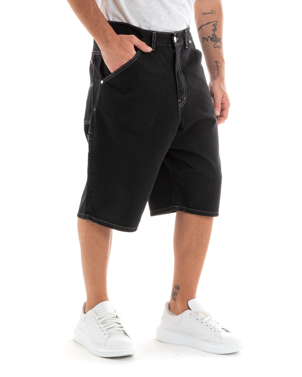 Bermuda Shorts Men's Short Black Denim Jeans Smart Pocket GIOSAL-PC1919A