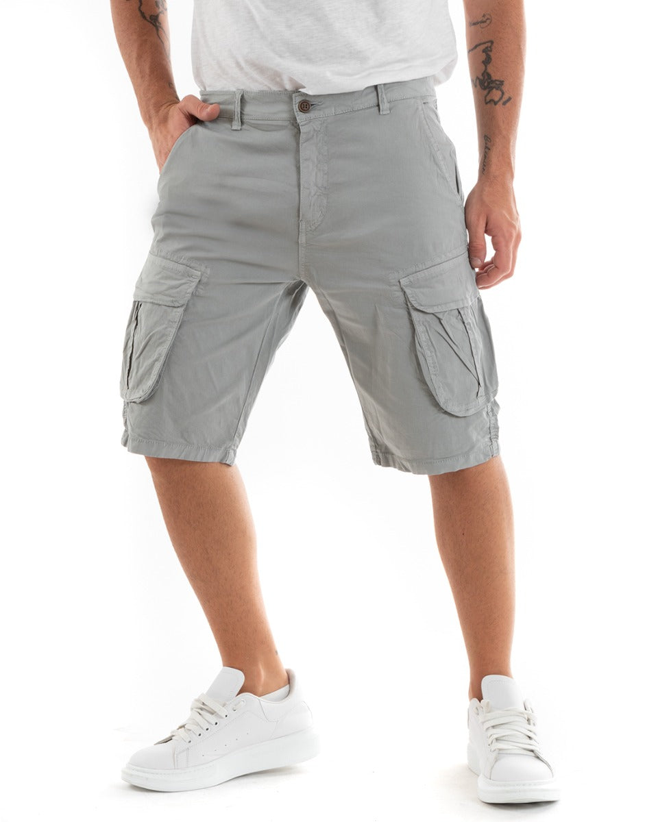 Bermuda Shorts Men's Cargo Shorts Gray America Pocket GIOSAL-PC1934A