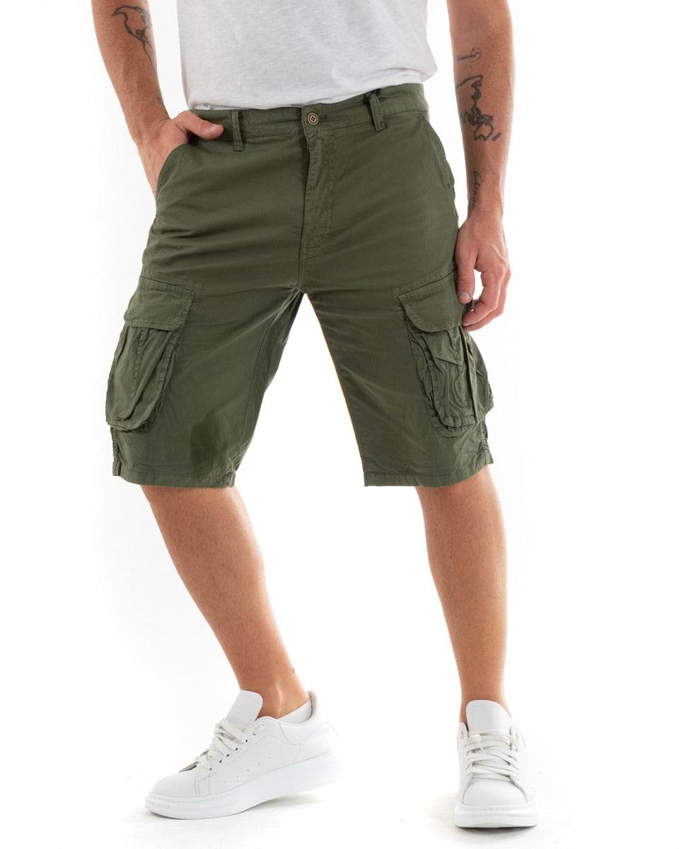 Bermuda Shorts Men's Short Cargo Shorts Green America Pocket GIOSAL-PC1935A