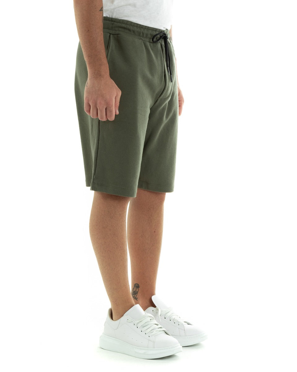 Bermuda Pantaloncino Uomo Corto Tinta Unita Basic Pantalaccio Verde GIOSAL-PC1938A
