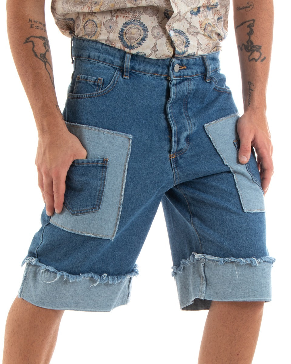 Bermuda Shorts Men Jeans Ripped Five Pockets Casual Denim Patches GIOSAL-PC1941A