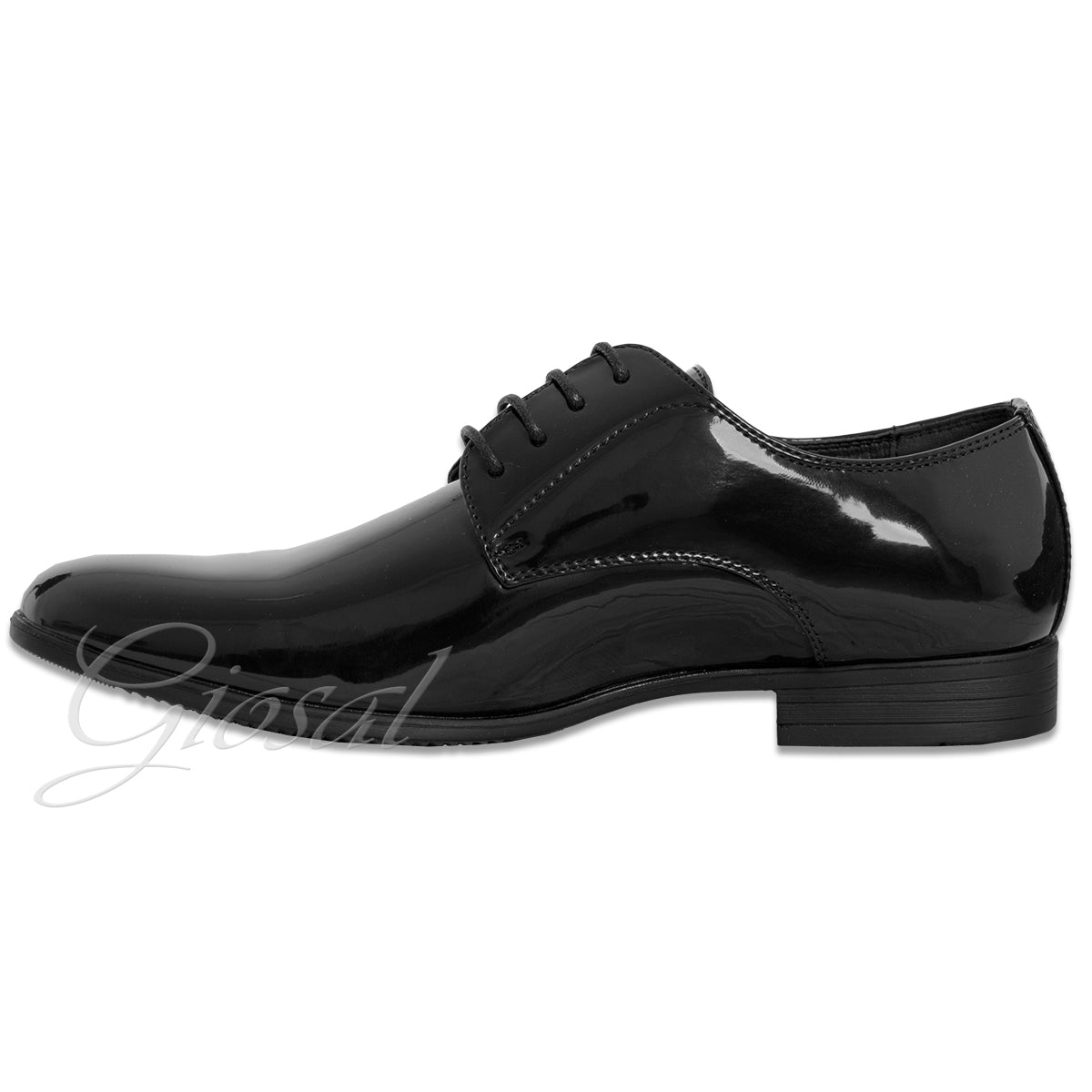 Elegant Men's Lace-up Shoes Painted Glossy Black Classic Ceremony GIOSAL-S1053A