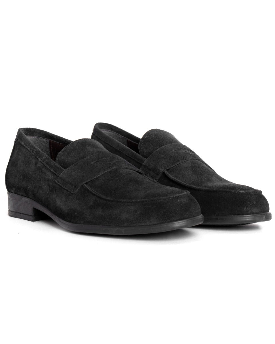 Scarpe Uomo Shoes Mocassini College Camoscio Nero Sportivo Elegante Classico GIOSAL-S1146A