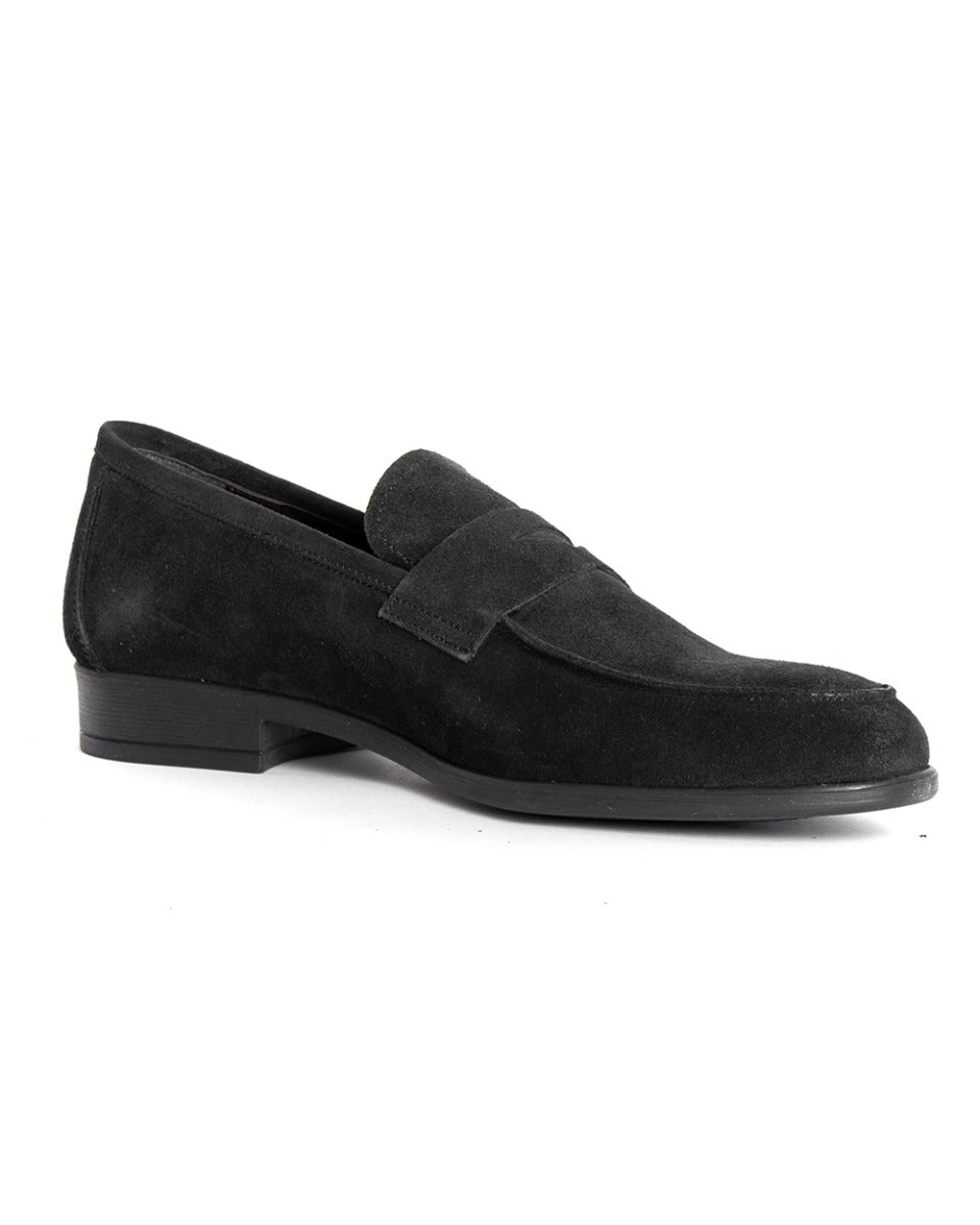 Men's Shoes College Moccasins Black Suede Sporty Elegant Classic GIOSAL-S1146A
