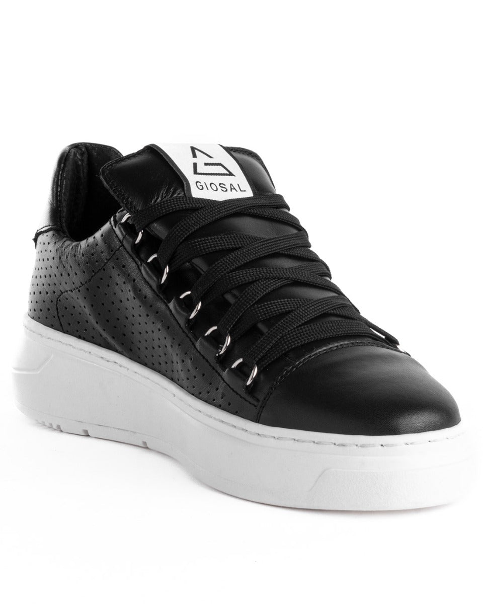 Scarpe Uomo Sneakers Nere Casual Basse Stringhe Lacci Casual Sportive GIOSAL-S1184A