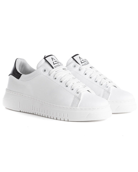 Scarpe Uomo Sneakers Bianche Ecopelle Nere Basic Casual Eleganti Sport