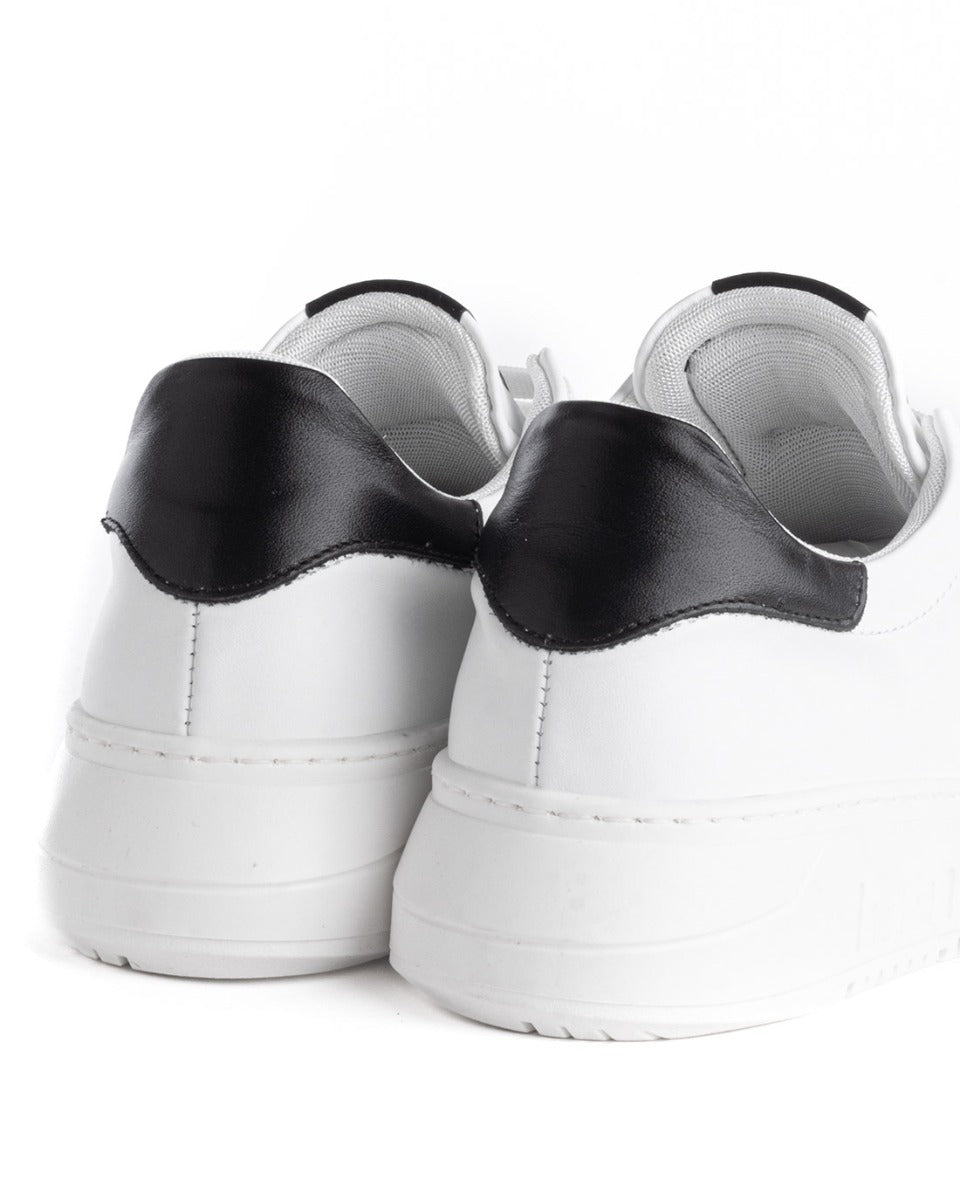 Men's Shoes White Sneakers Black Faux Leather Basic Casual Elegant Sports GIOSAL-S1186A