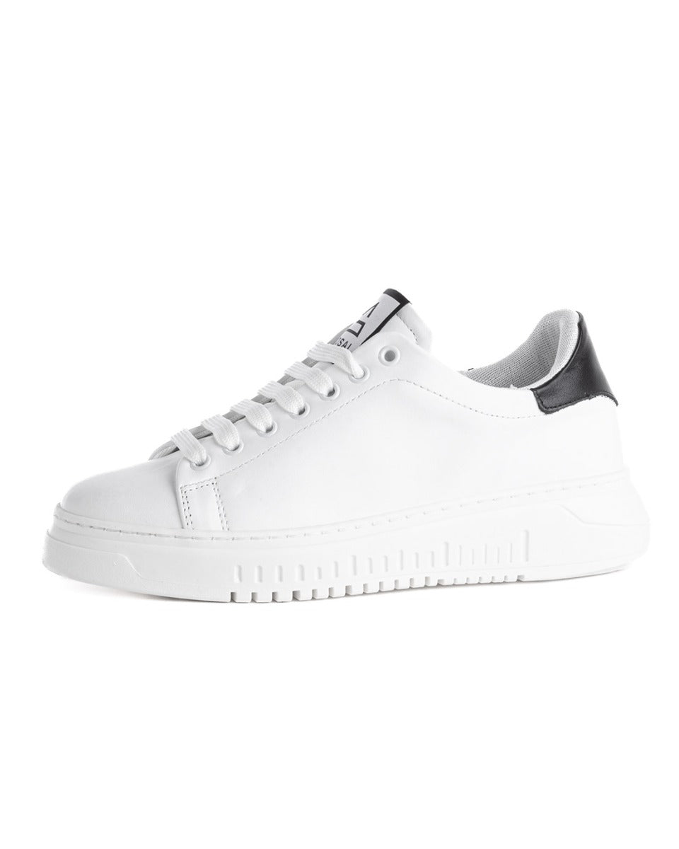 Men's Shoes White Sneakers Black Faux Leather Basic Casual Elegant Sports GIOSAL-S1186A