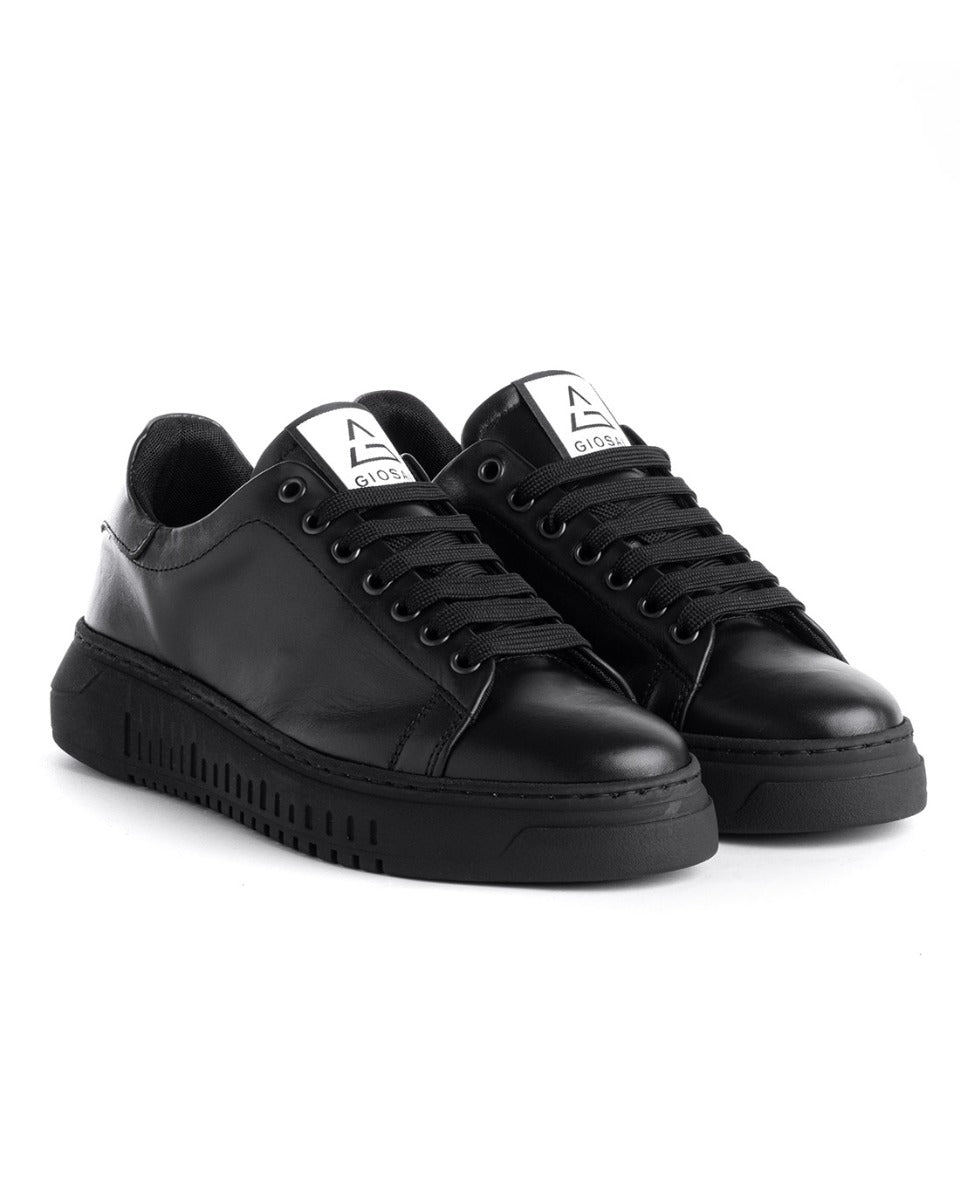 Men's Shoes Black Faux Leather Sneakers Basic Casual Elegant Sports GIOSAL-S1187A