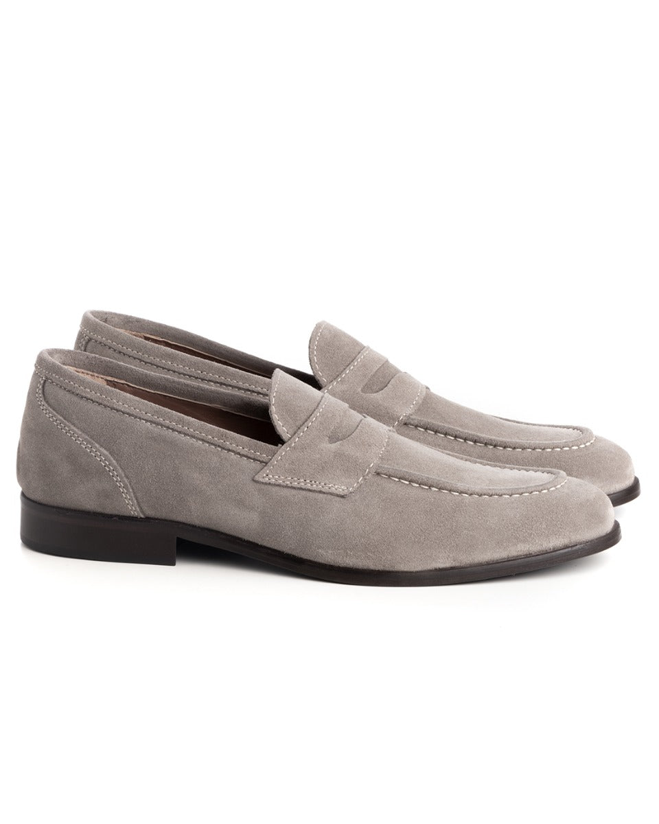 College Loafers Men's Shoes Taupe Suede Elegant Buckle Casual Sports GIOSAL-S1192A
