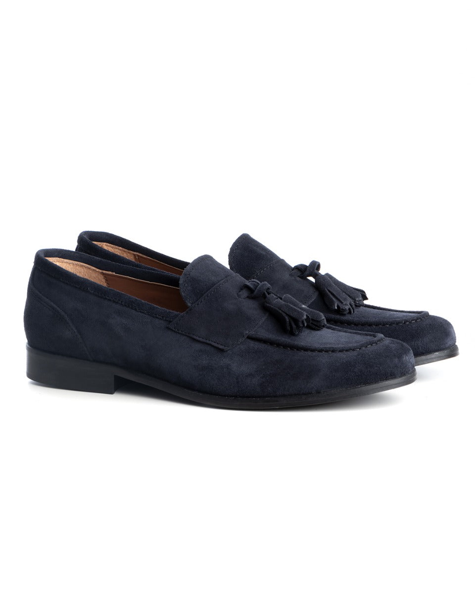 Men's College Loafers Blue Suede Elegant Casual Sports Shoes GIOSAL-S1194A