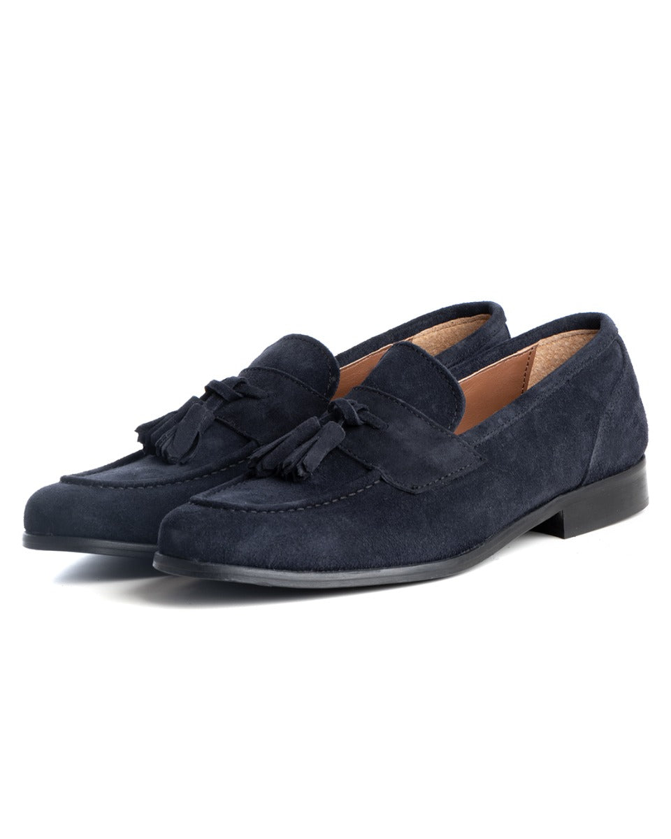 Men's College Loafers Blue Suede Elegant Casual Sports Shoes GIOSAL-S1194A