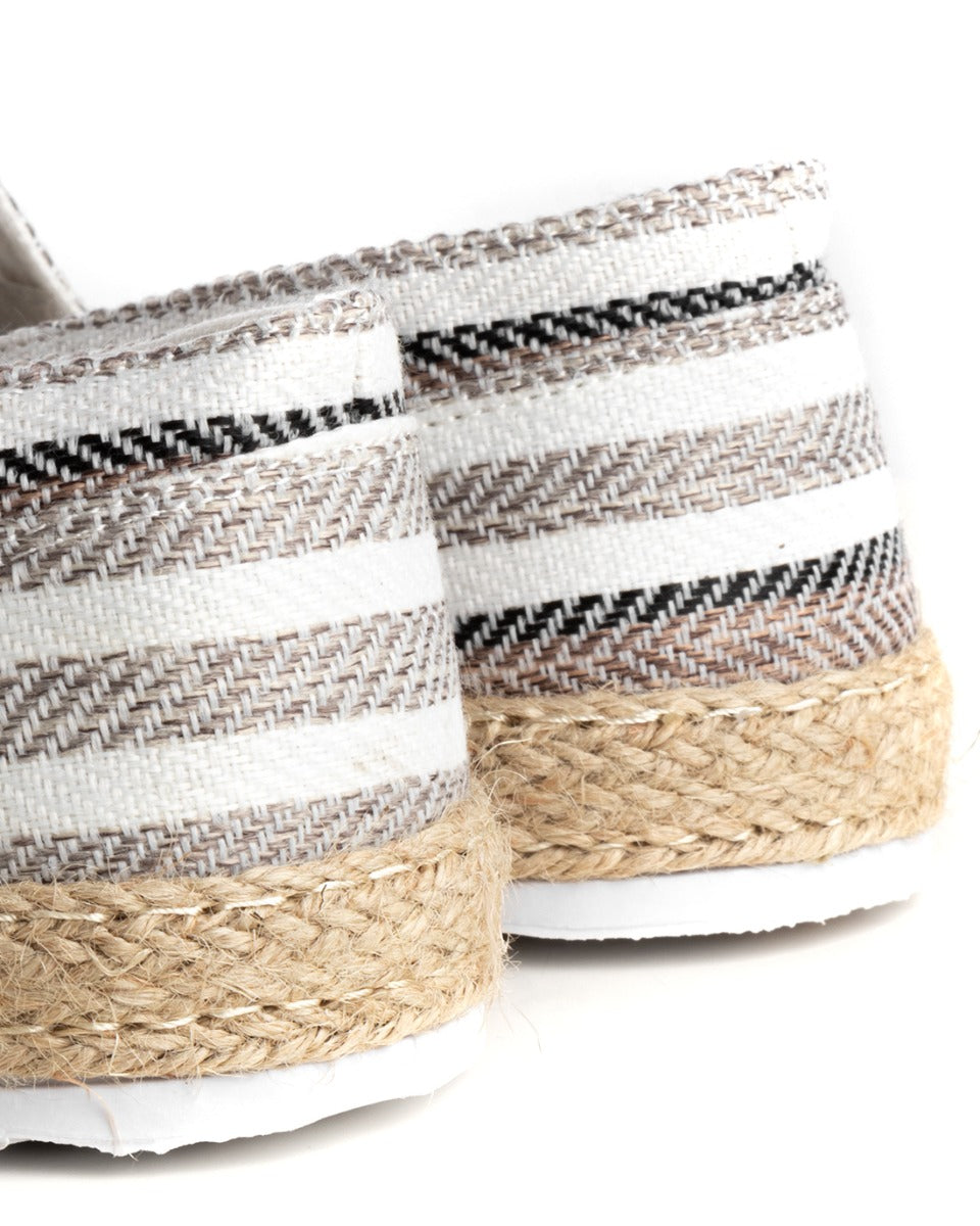 Espadrilles Men's Unisex Summer Canvas Shoes Striped Beige Cotton Lightweight Comfortable GIOSAL-S1198A