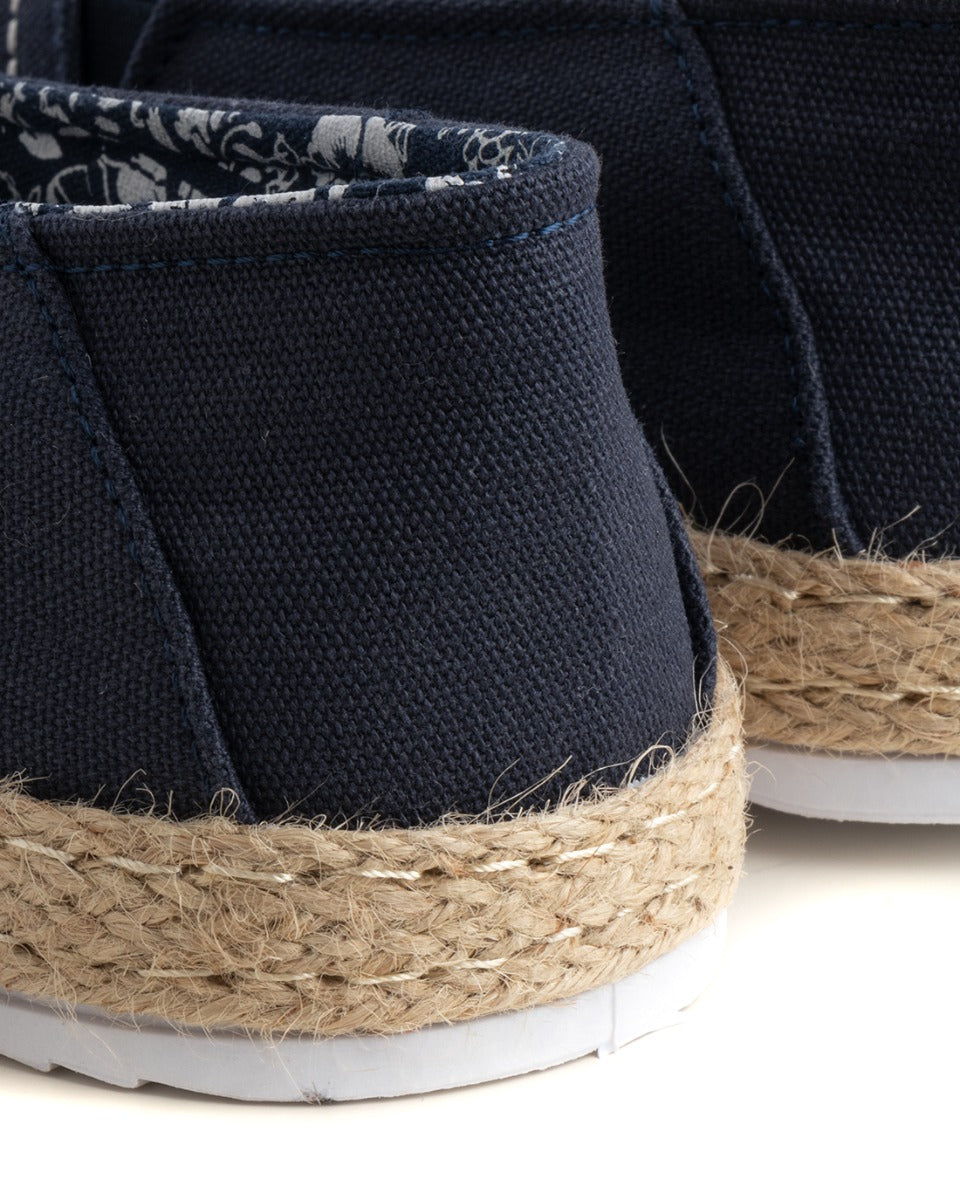 Espadrilles Men Unisex Shoes Solid Color Blue Jute Comfortable Summer Sea Shoes GIOSAL-S1206A