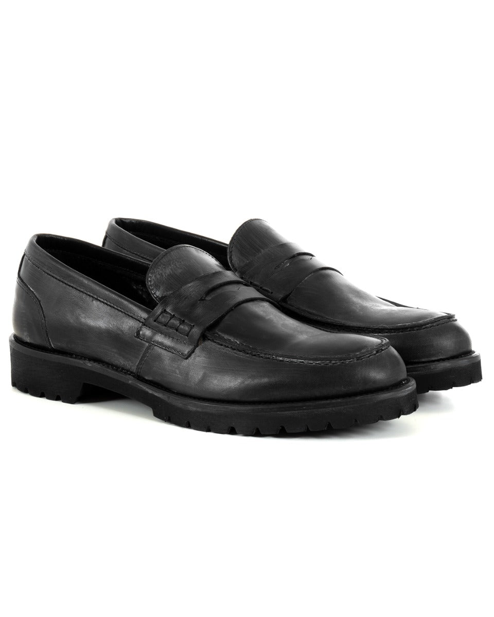 Men's College Loafers Black Faux Leather High Elegant Casual Sports Shoes GIOSAL-S1212A