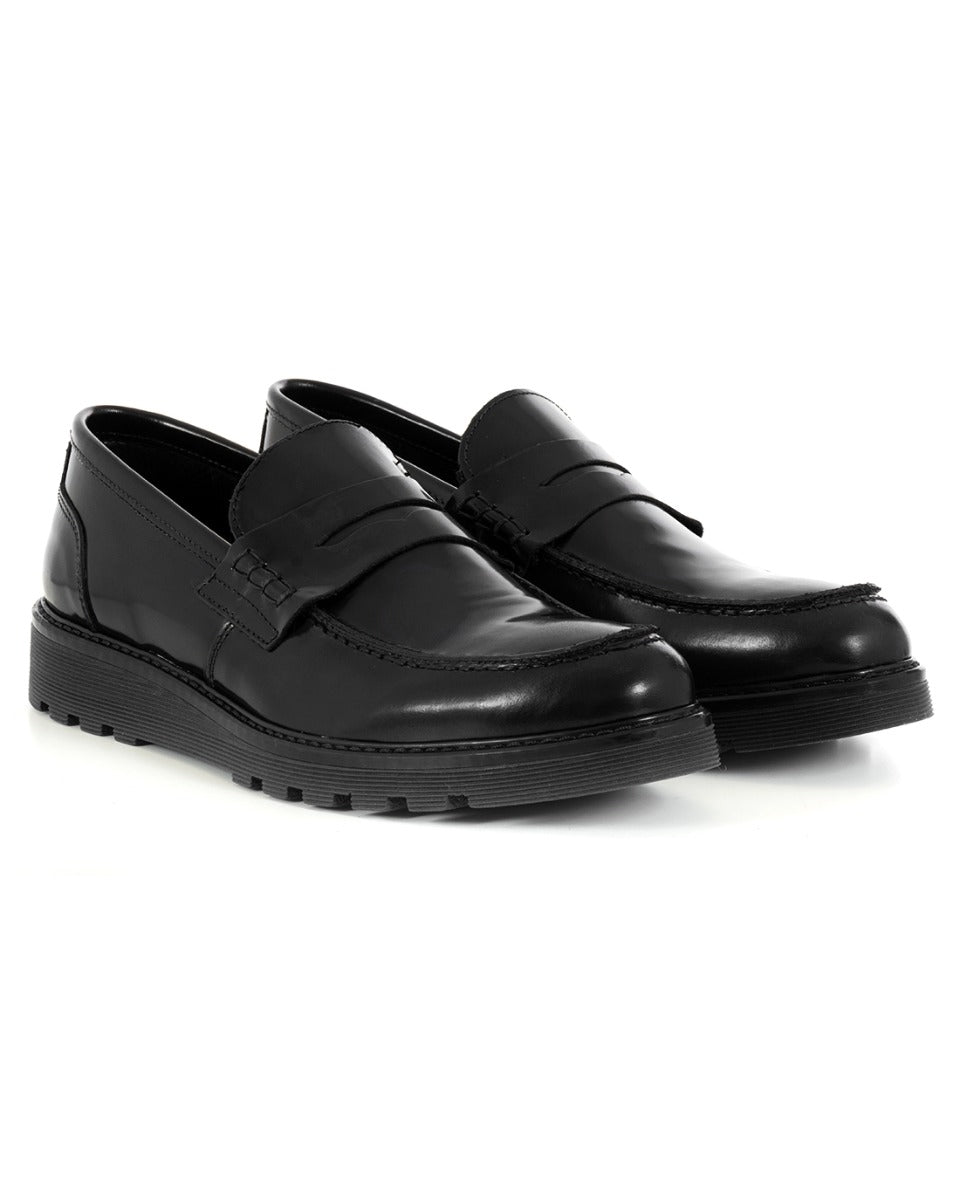 Mocassini College Uomo Scarpe Alte Ecopelle Nero Lucidi Eleganti Casual Sportivi GIOSAL S1217A