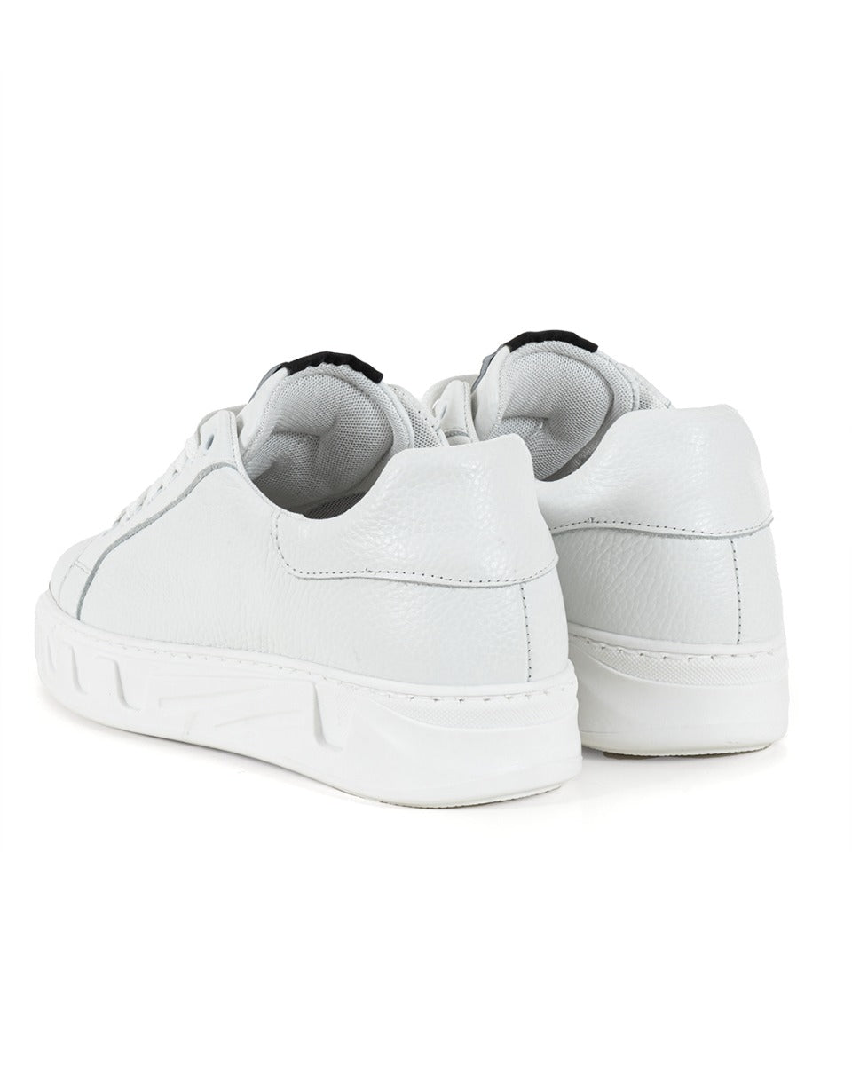 Scarpe Uomo Sneakers Ecopelle Martellata Basic Bianco Casual Sportive Comode GIOSAL-S1222A