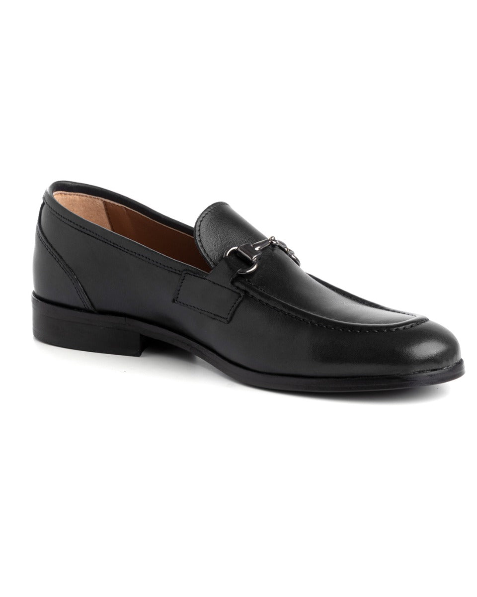 Men's College Loafers Black Leather Shoes Elegant Buckle Casual Leather Sports GIOSAL-S1223A