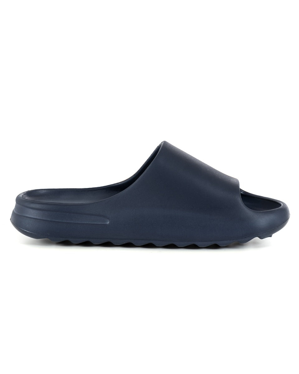 Unisex Men's Summer Rubber Slippers Sea Pool Solid Color Blue Non-slip Slippers GIOSAL-S1225A