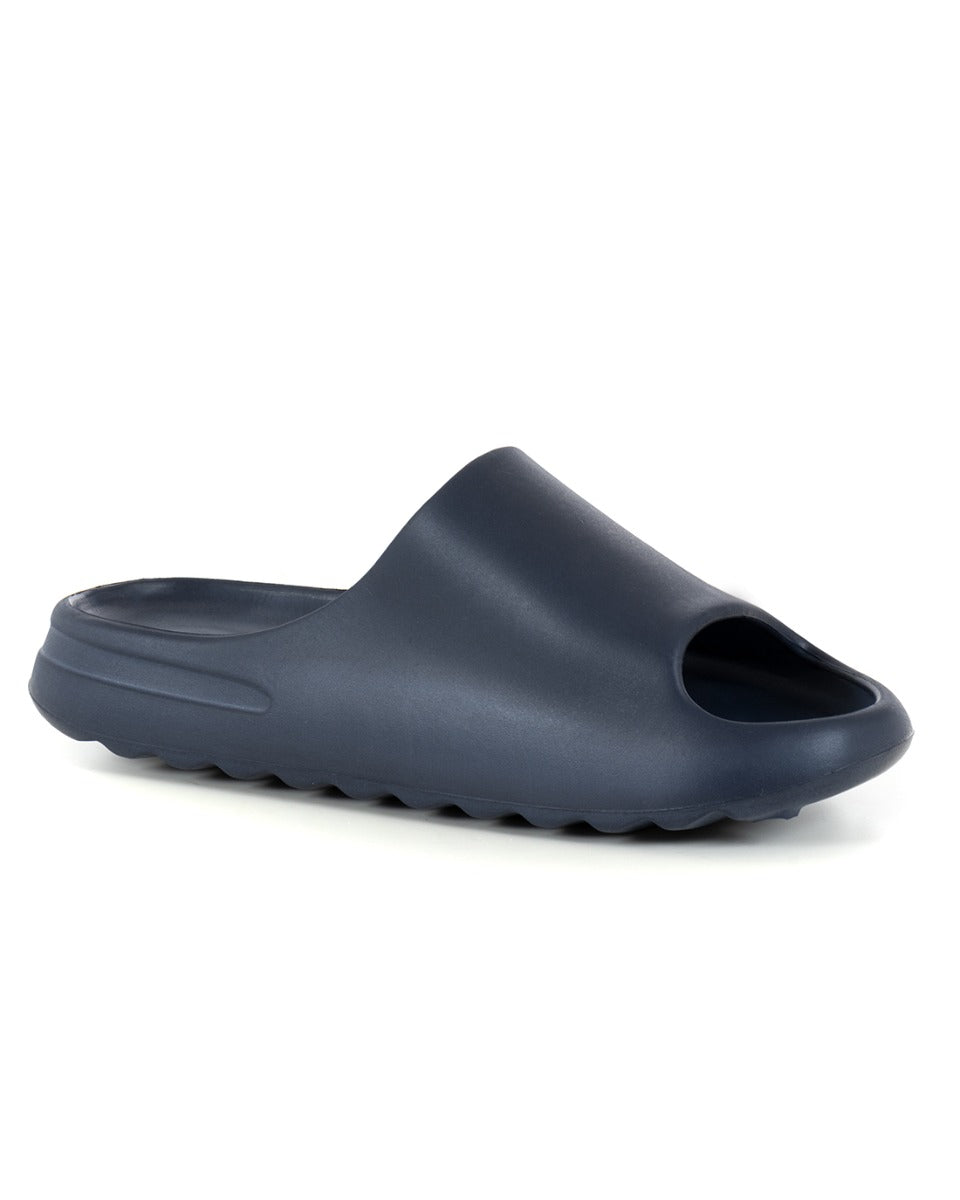 Unisex Men's Summer Rubber Slippers Sea Pool Solid Color Blue Non-slip Slippers GIOSAL-S1225A