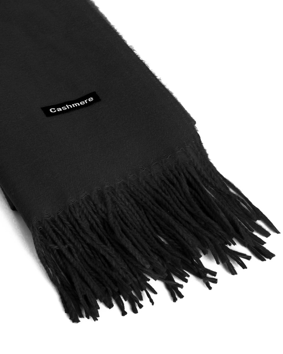 Unisex Scarf for Men and Women Solid Color Black Casual Soft Basic Fringes GIOSAL-SH1004A