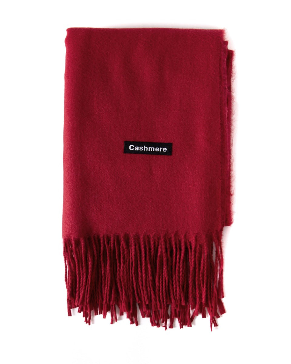 Unisex Scarf for Men and Women Solid Color Burgundy Casual Fringed Soft Basic GIOSAL-SH1012A