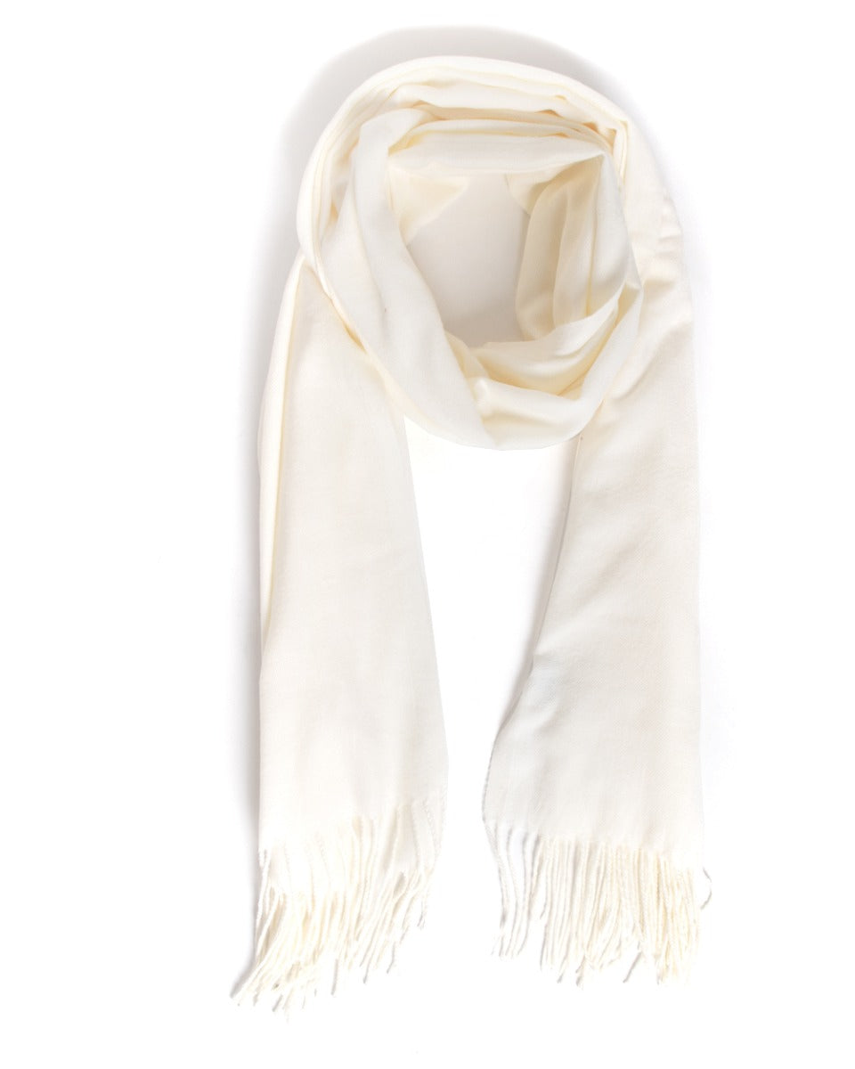 Unisex Scarf for Men and Women Solid Color Cream Casual Soft Basic Fringes GIOSAL-SH1023A