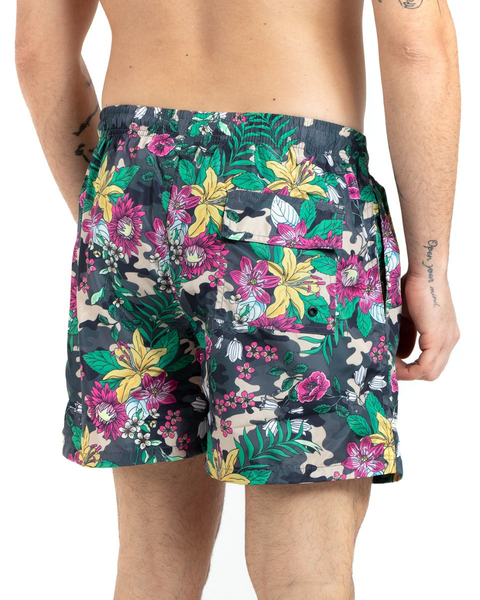 Summer Boxer Swimsuit Elastic Shorts Multicolored Floral Pattern GIOSAL-SU1128A