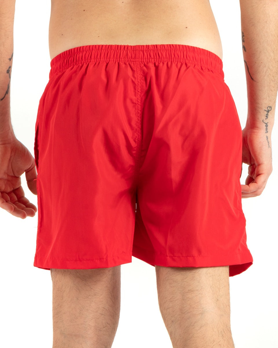Costume Da Bagno Summer Pantaloncino Boxer Elastico Tinta Unita Rosso GIOSAL-SU1133A
