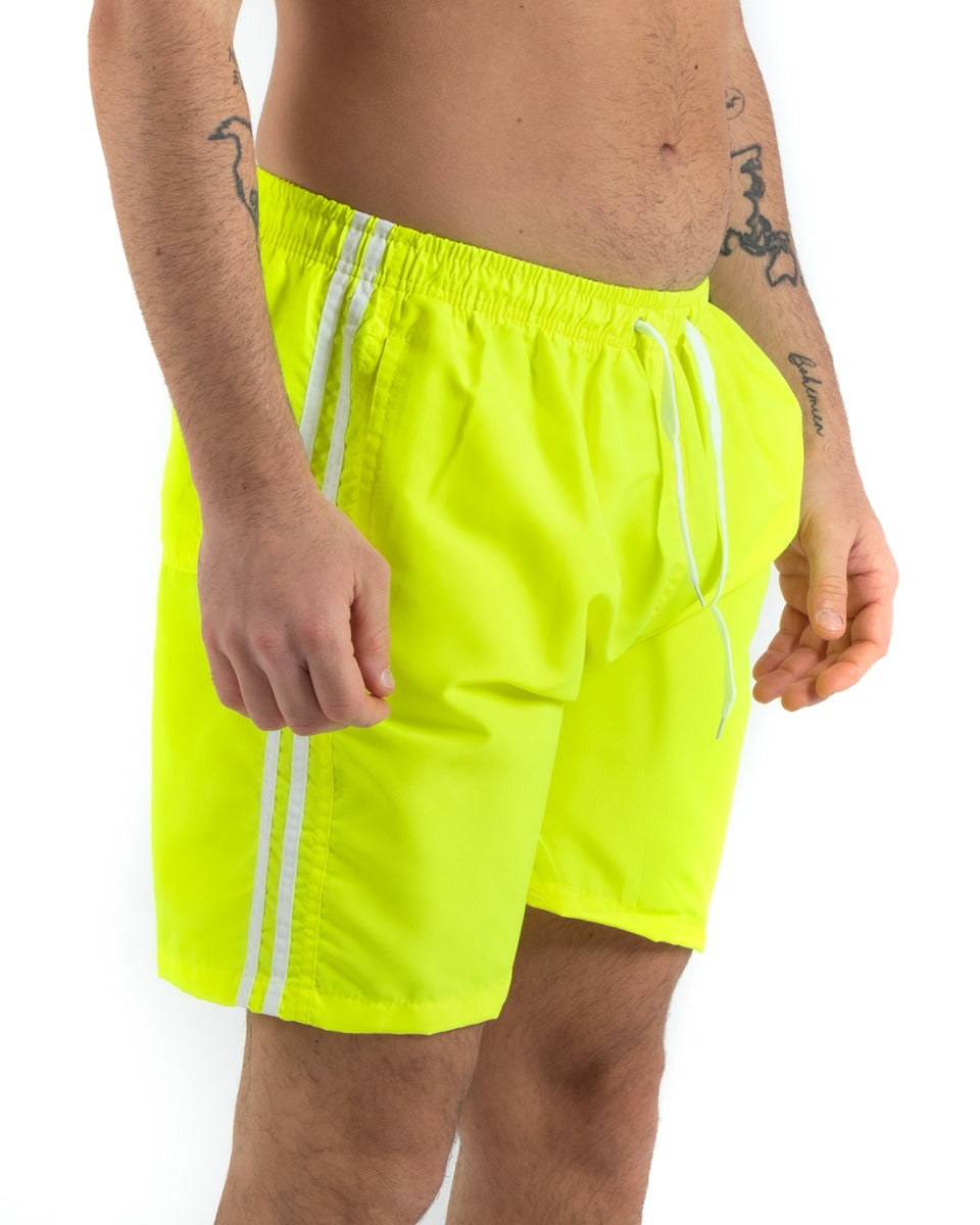 Costume Da Bagno Summer Pantaloncino Boxer Elastico Tinta Unita Righe Giallo GIOSAL-SU1135A