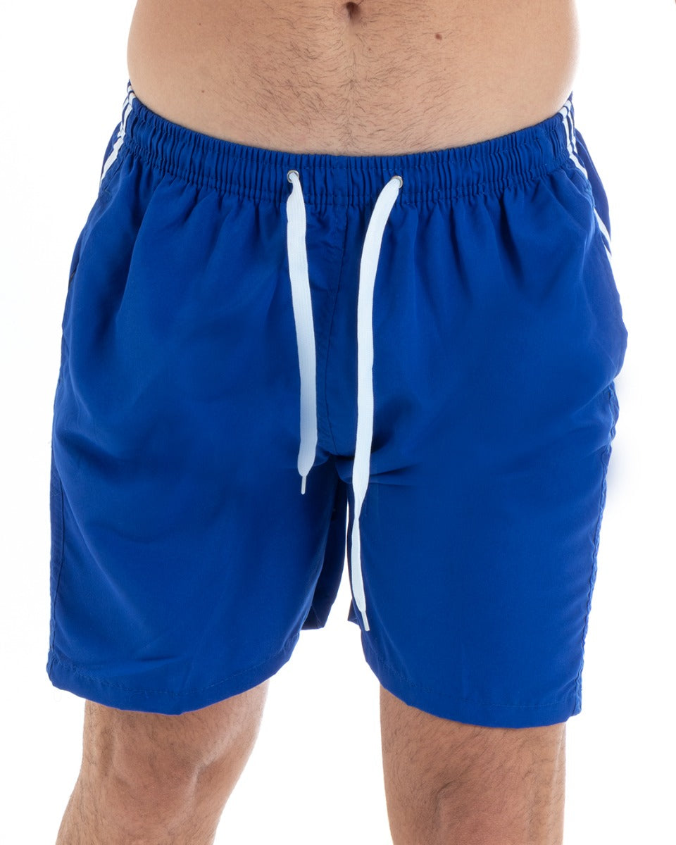 Costume Da Bagno Summer Pantaloncino Boxer Elastico Tinta Unita Righe Blu Royal GIOSAL-SU1137A