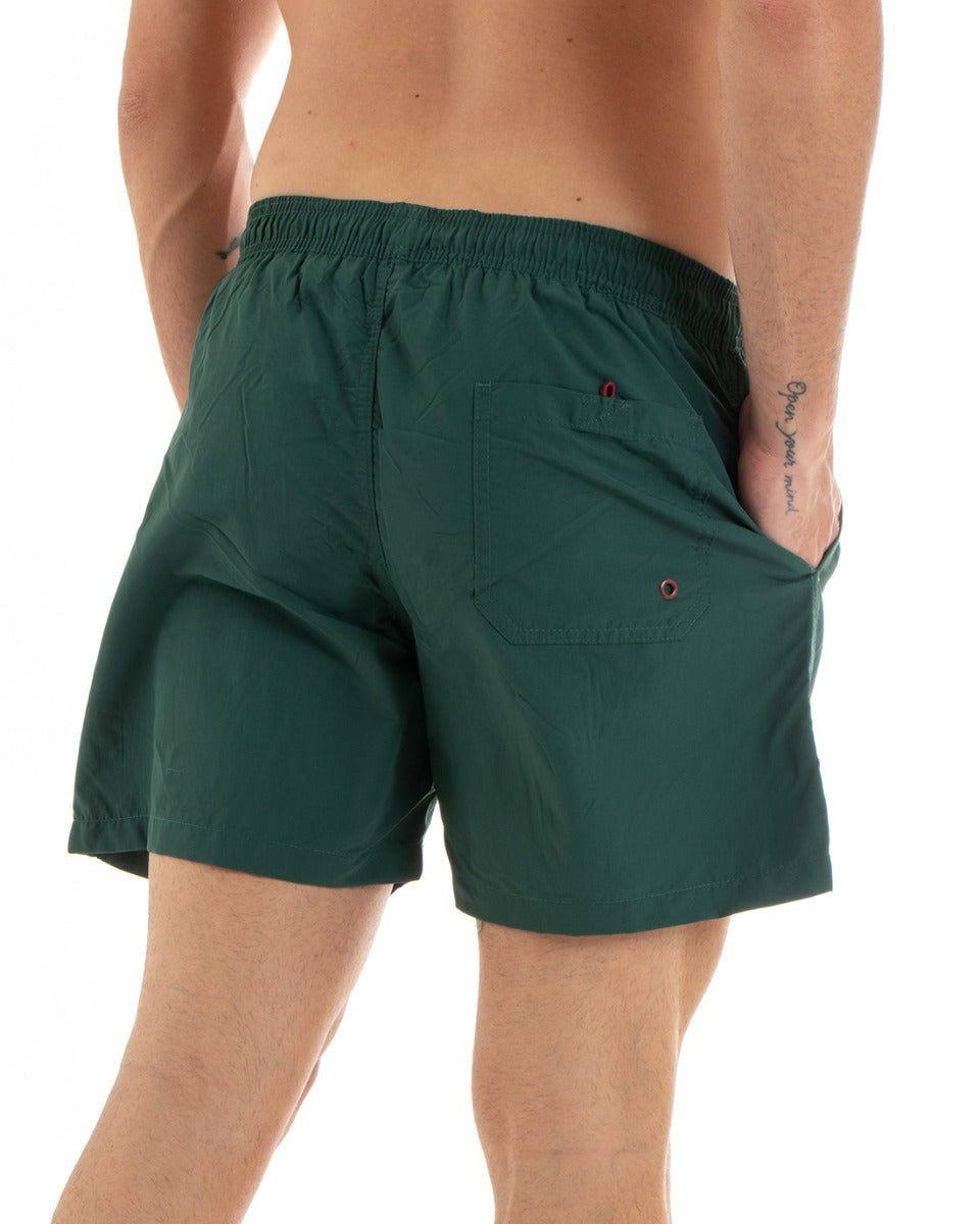 Men's Swimsuit Boxer Solid Color Elastic Green GIOSAL-SU1210A