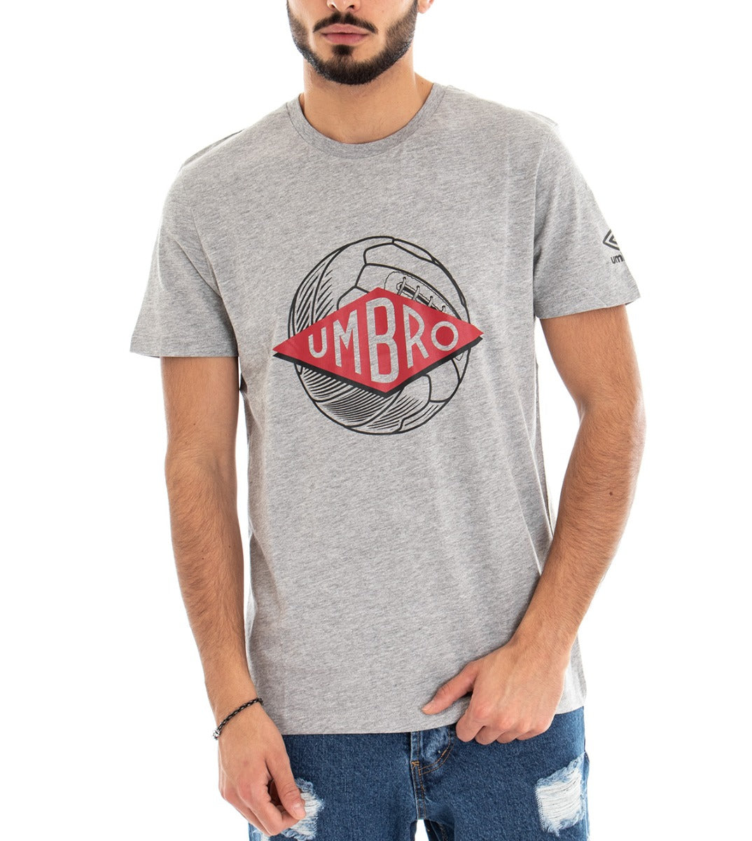 UMBRO Men's T-Shirt Short Sleeves Gray Print RAP00003B GIOSAL