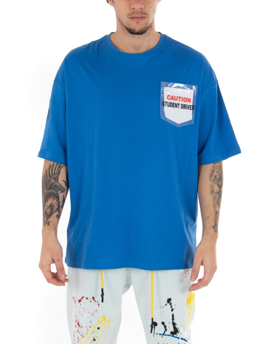 Men's T-shirt Solid Color Royal Blue Prints Oversized Crew Neck GIOSAL