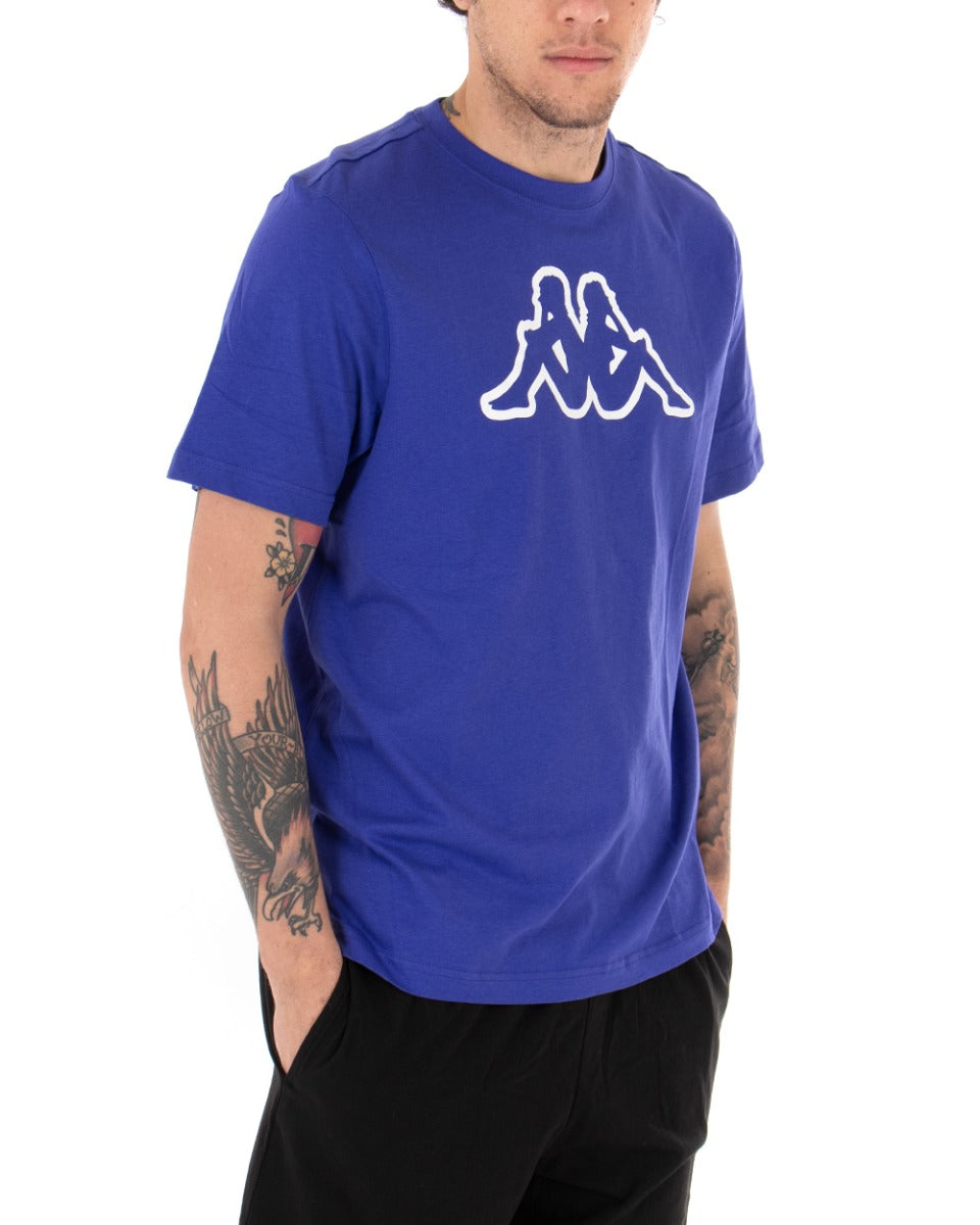 Men's T-shirt Kappa MM Cromen Logo Solid Color Purple Crew Neck Short Sleeves Casual GIOSAL