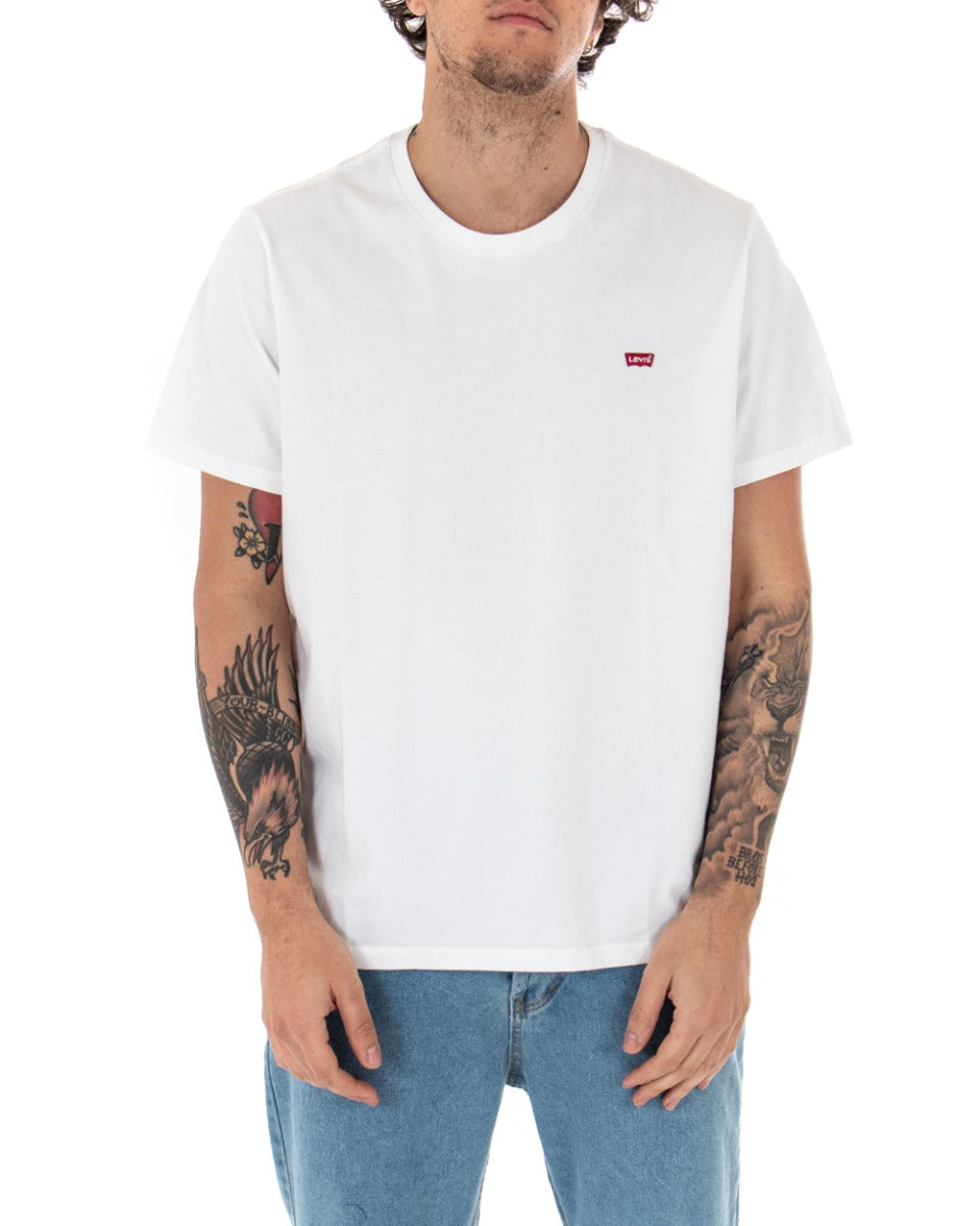 Levi's Logo Small Men's T-shirt Solid White Cotton Crew Neck GIOSAL