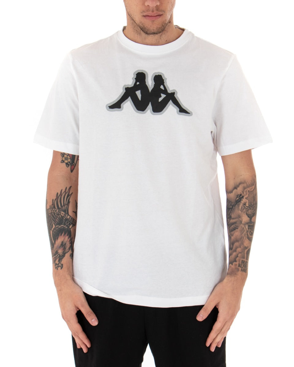 Men's Kappa Logo Zobi Casual Crewneck Basic T-shirt White GIOSAL