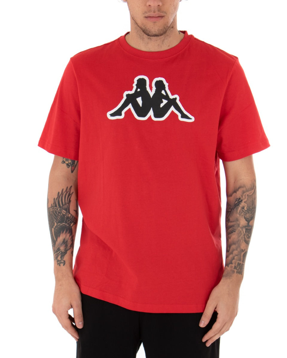 Men's T-shirt Kappa Logo Zobi Casual Round Neck Basic Red GIOSAL