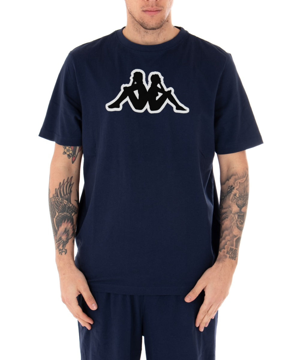 Men's T-shirt Kappa Logo Zobi Casual Round Neck Basic Blue GIOSAL
