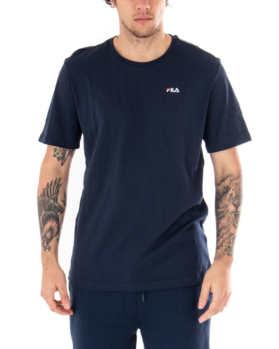 T-shirt Uomo Fila Logo Piccolo Unwind Blu Cotone Casual Maniche Corte GIOSAL