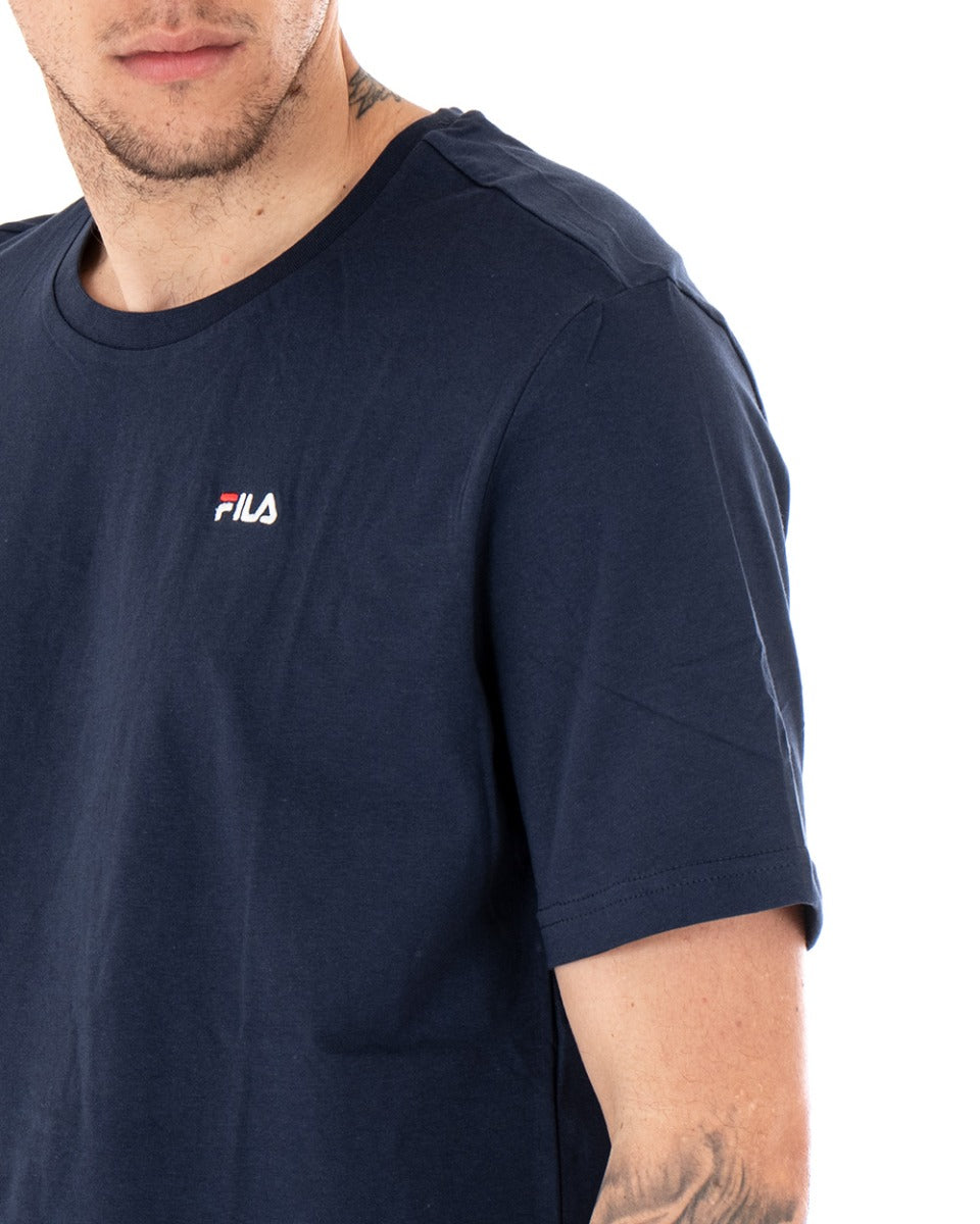 Fila Men's T-shirt Small Logo Unwind Blue Casual Cotton Short Sleeves GIOSAL