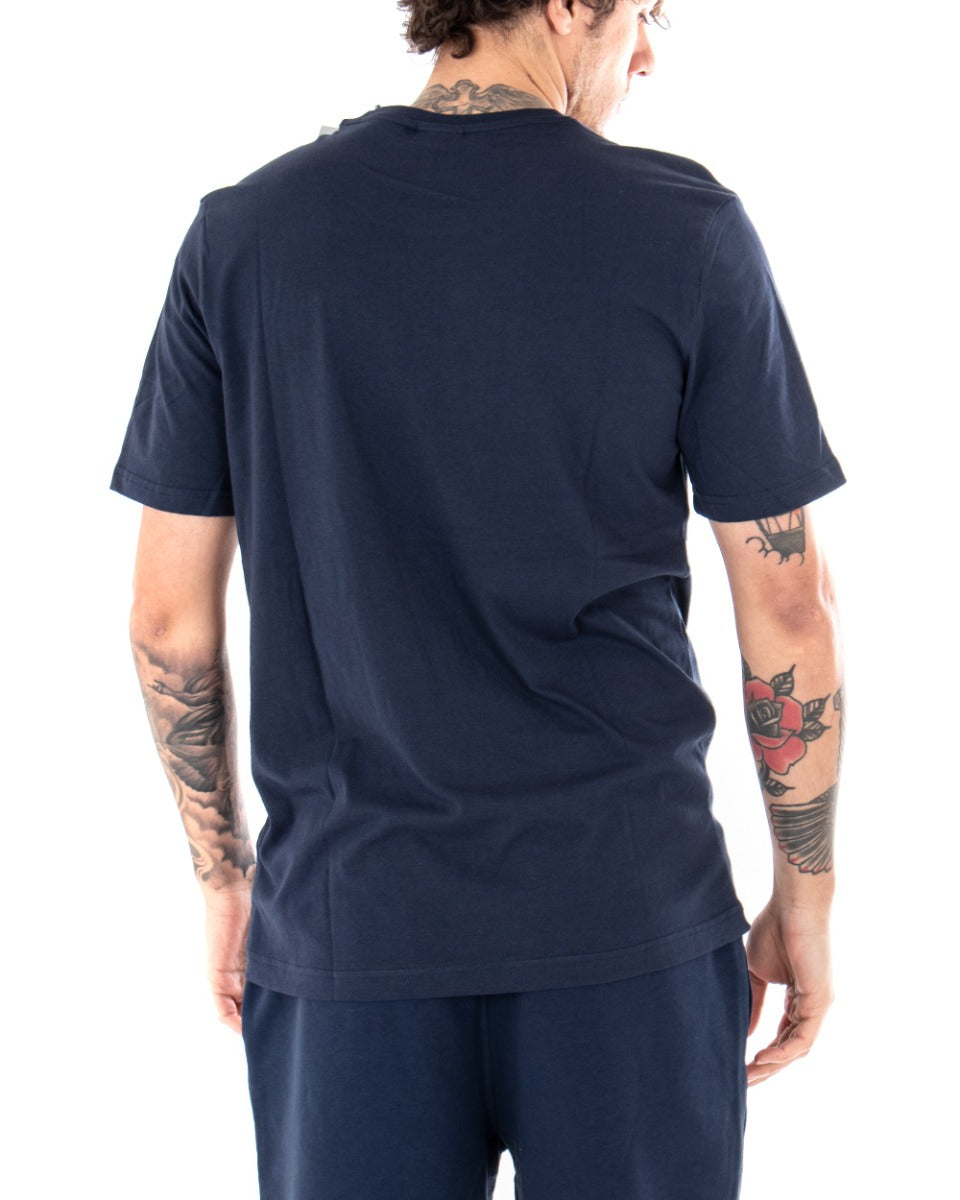 T-shirt Uomo Fila Logo Piccolo Unwind Blu Cotone Casual Maniche Corte GIOSAL
