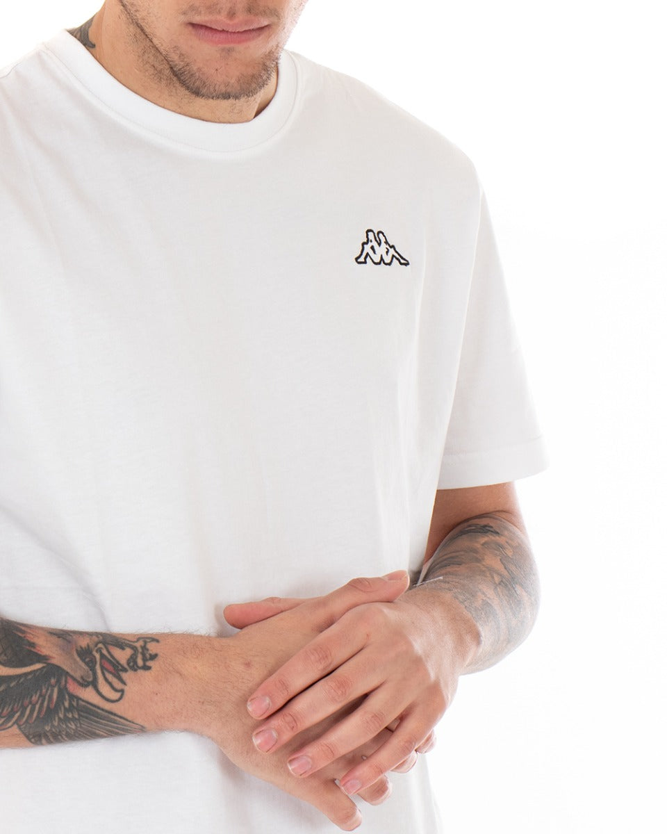 Kappa Men's T-shirt Logo Cafers Slim Round Neck White Cotton Basic GIOSAL